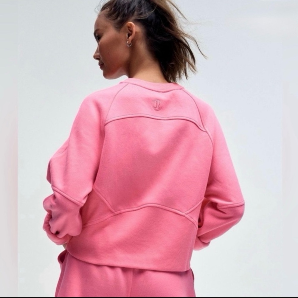 Lululemon Wordmark Scuba Oversized Fleece Pullover Sweatshirt Sakura Pink ML NWT - Picture 3 of 9